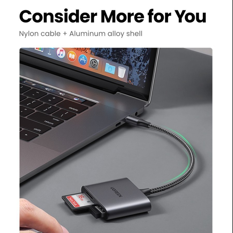 UGreen 80798 Adapter 3 In 1 USB C to USB A SD TF Card Reader - Image 5