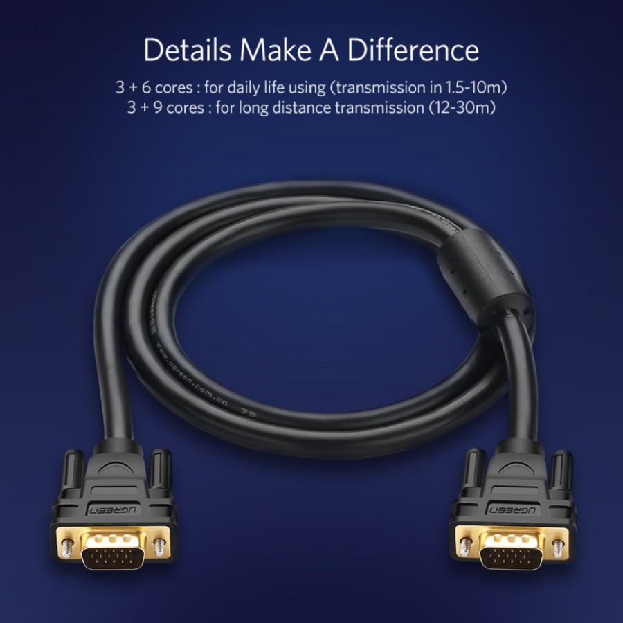 UGreen Kabel VGA To VGA Male Full HD 1080P High Quality - Image 3