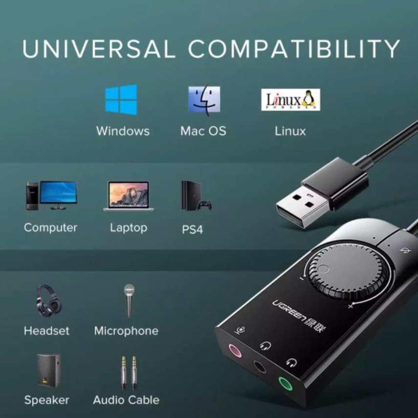 UGreen CM129 USB External Sound Card Audio/ Stereo Adapter - Image 4