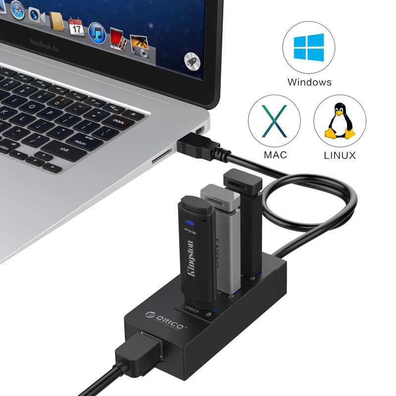 Orico HR01-U3 3 Port USB Hub + Gigabit LAN Ethernet Adapter/ Adaptor - Image 4
