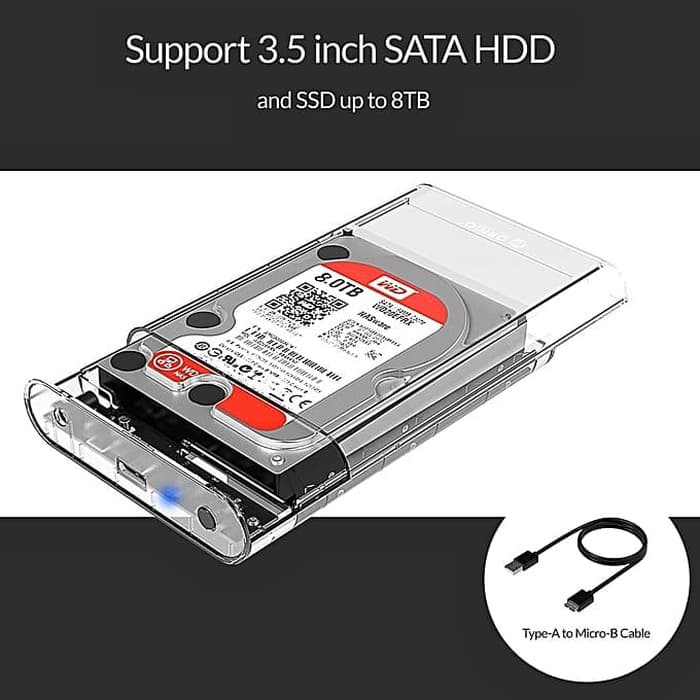 Orico Case External Hardisk PC Portable 3139U3 3.5 Sata USB 3.0 - Enclosure Transparent Harddisk HDD - Image 3