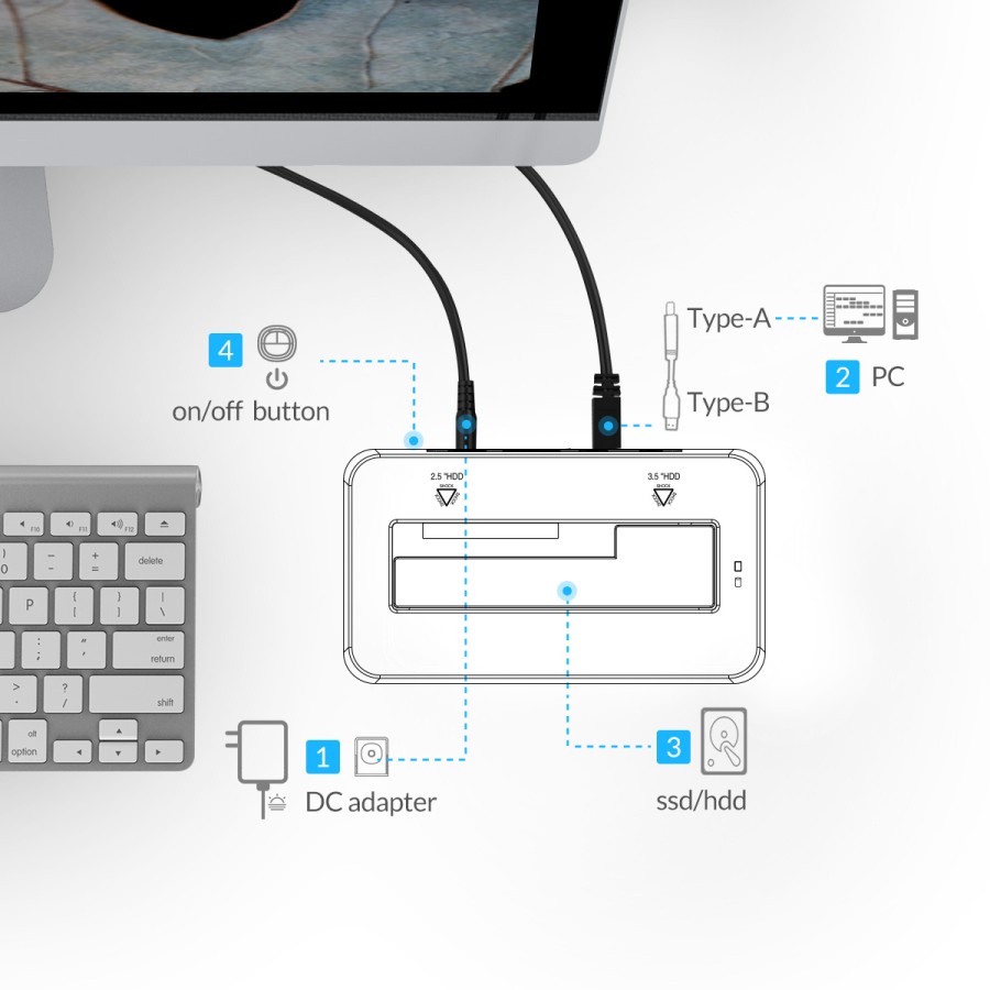 Orico 6619US3 1Bay Docking Harddisk/ SSD 2.5/ 3.5 USB 3.0 - Image 3