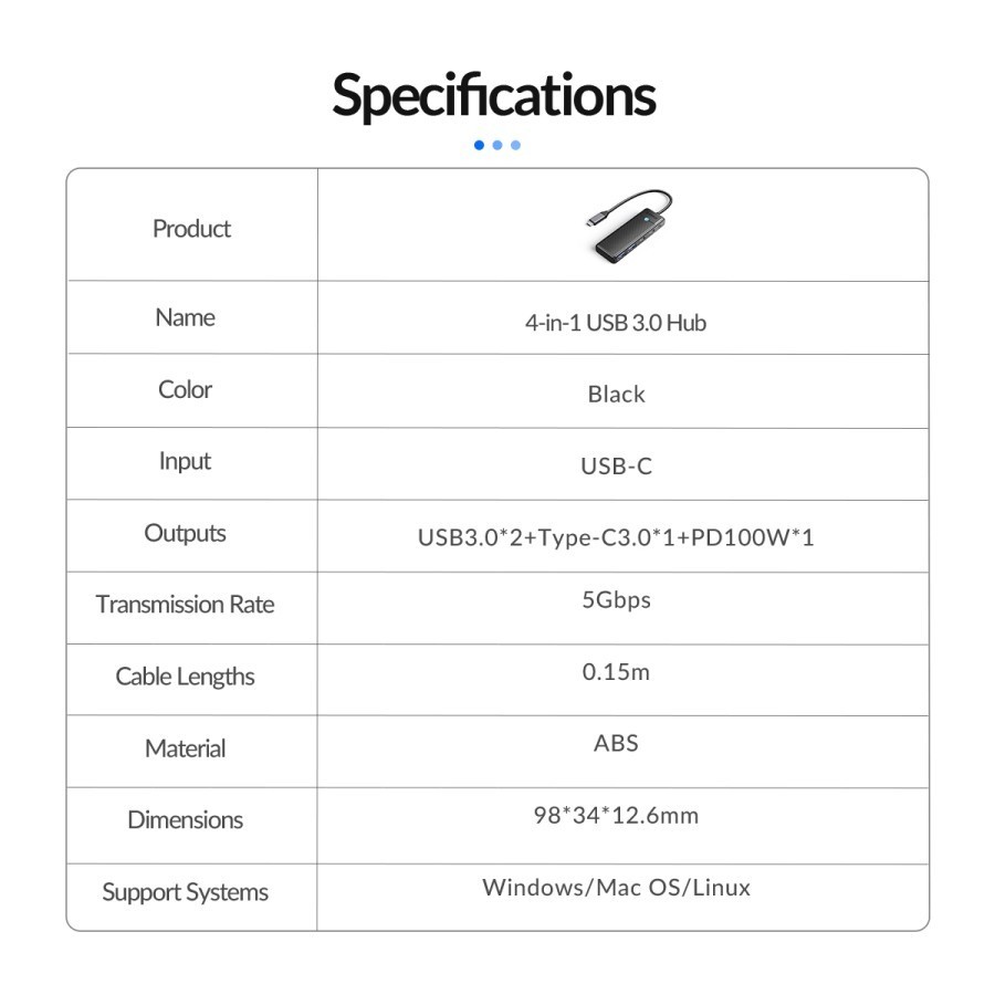 ORICO PAPW2AC-C3 4 Port USB Type-C To 4 Port USB 3.0 Expansion - Image 6
