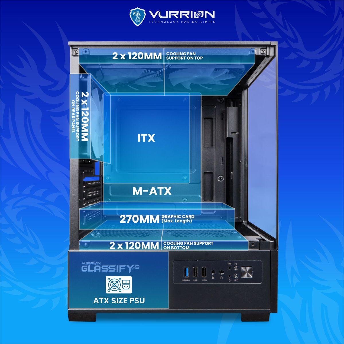 Vurrion Glassify S Gaming Case - Tempered Glass Casing - Image 3