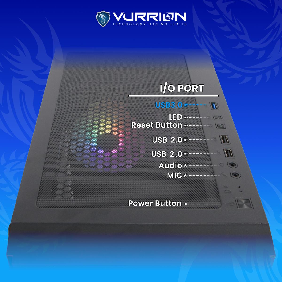 Vurrion Virtue MX3 Gaming Case - Tempered Glass Casing - Image 5