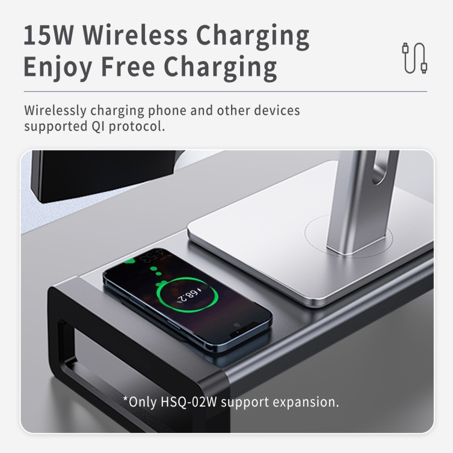 Orico HSQ-02W Monitor Stand with Wireless Charging/ Alas Meja Monitor - Image 2