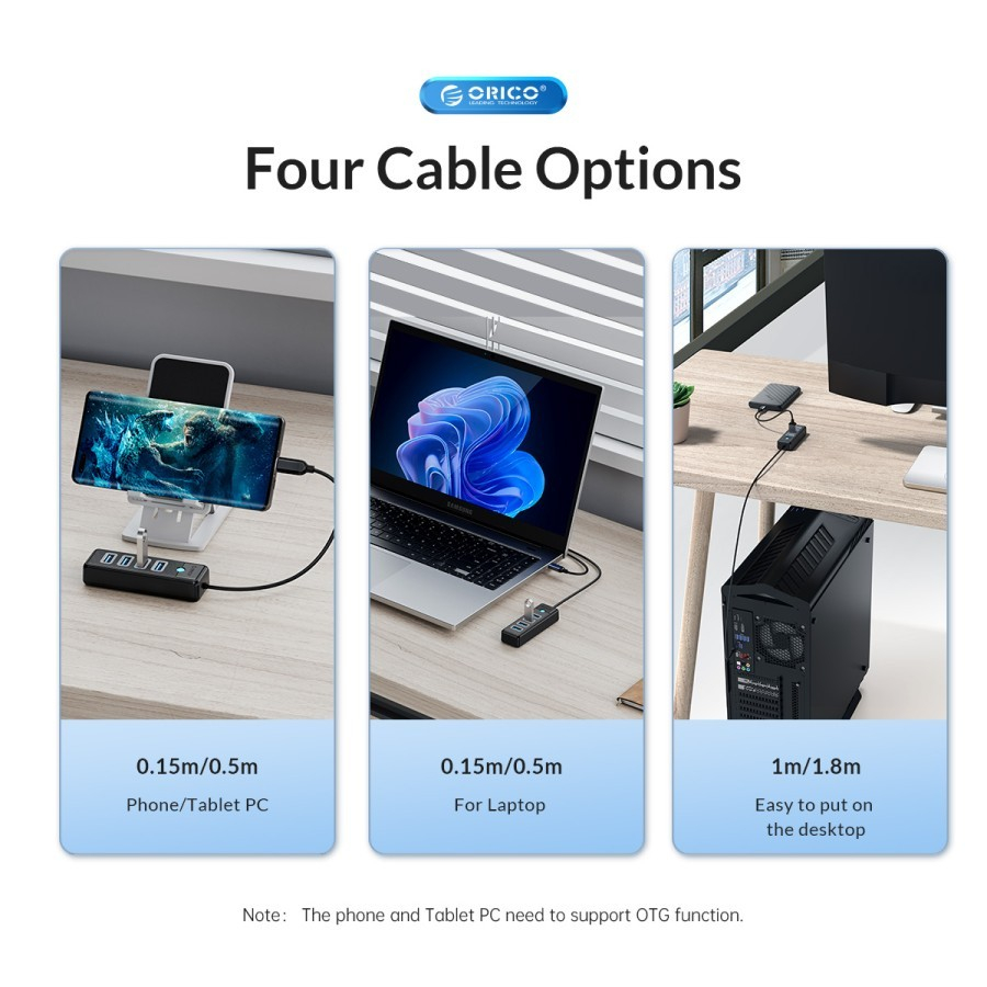 Orico PW4U-C3-015 4 Ports USB-C 3.1 Hub To USB-A 3.0 - Image 3