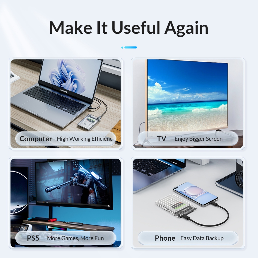ORICO Case External Portable 2139U3-V1 Enclosure Transparent Harddisk & SSD 2.5" USB 3.0 - Image 3