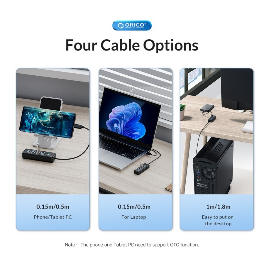 Orico PWC2U-C3-015 3 Ports USB-C 3.1 Hub To USB-C 3.1 & USB-A 3.0 - Image 5