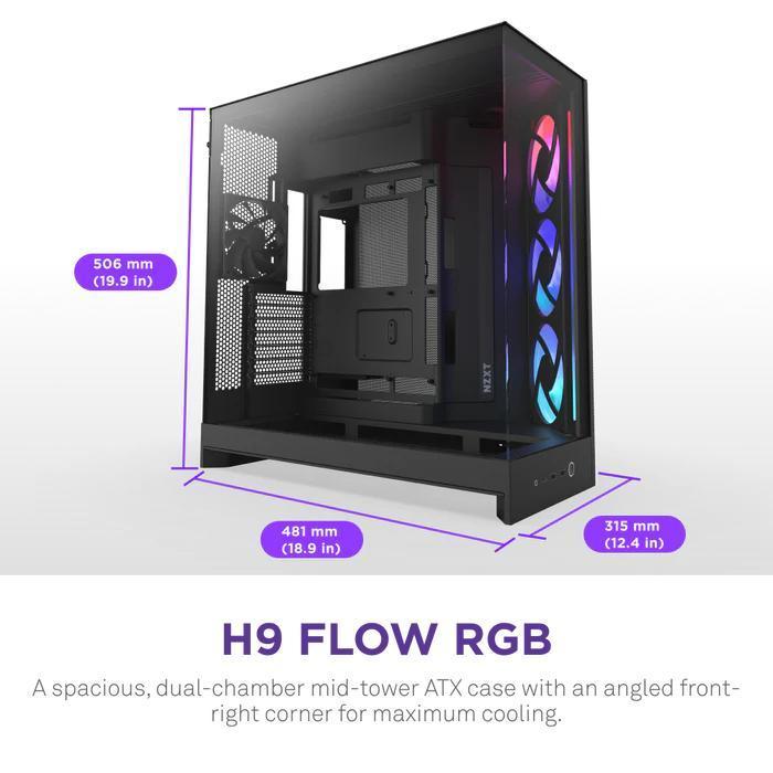 NZXT H9 Flow RGB 2025 Case - Tempered Glass Casing - Image 4