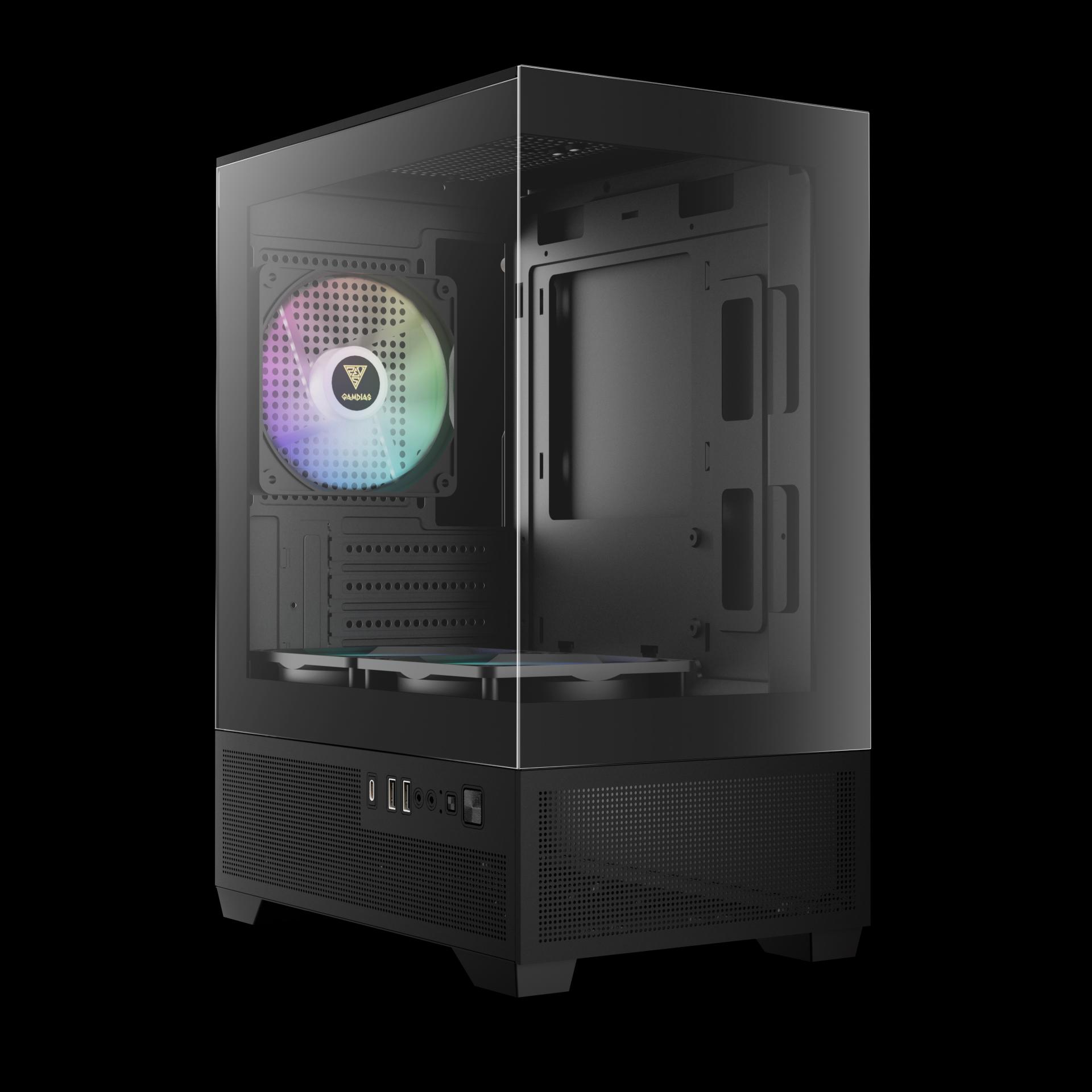 GAMDIAS Aura GC9M Elite ARGB Case - Tempered Glass Casing - Image 4