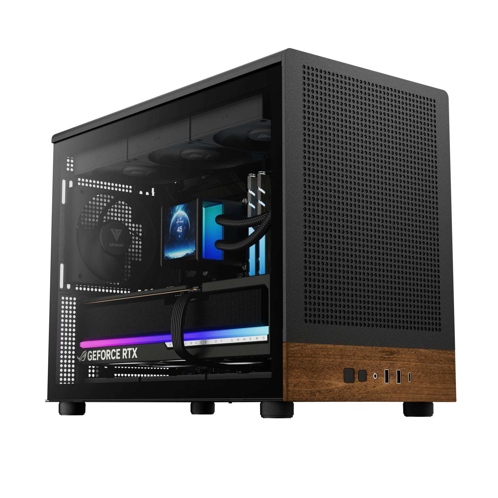 GAMDIAS Athena M4M Wood Mesh Mini Case - Tempered Glass Casing - Image 2