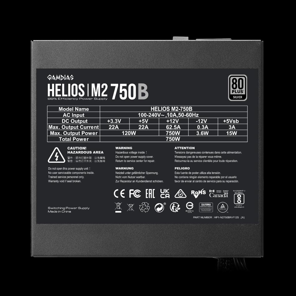 GAMDIAS Helios M2-750B 750W ATX3.1 PSU - Power Supply 750 Watt 80+ Silver - Image 4