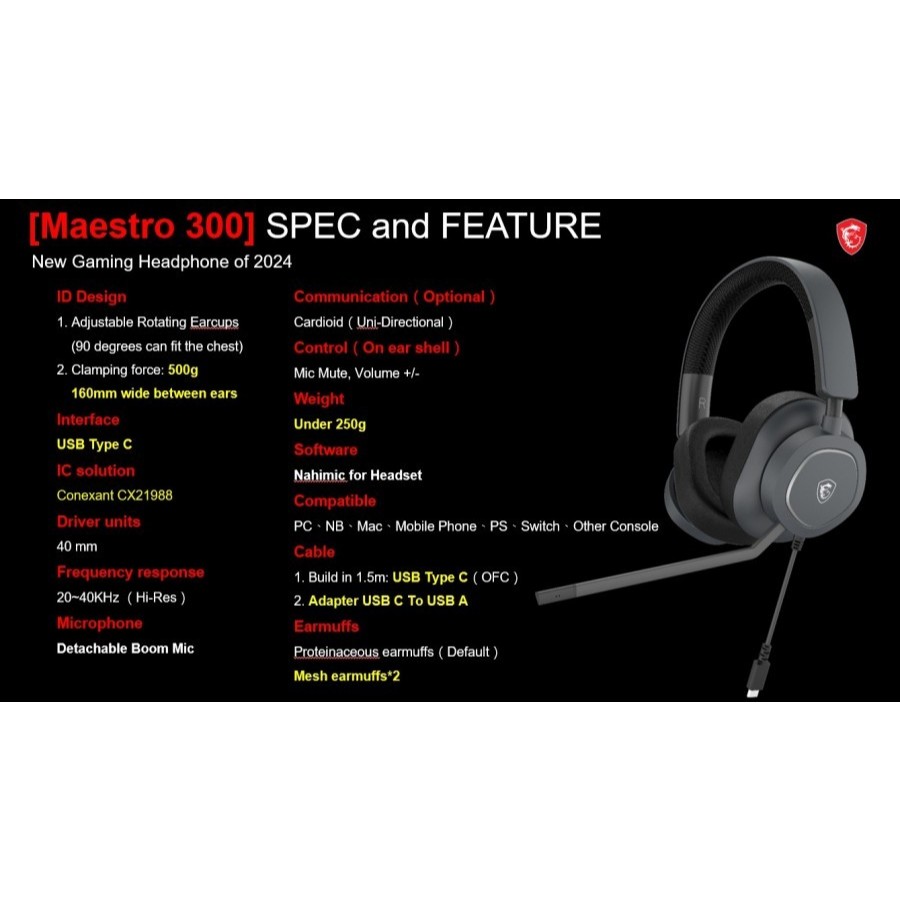 Headset Gaming MSI Maestro 300 - Headphone Gaming - Image 3