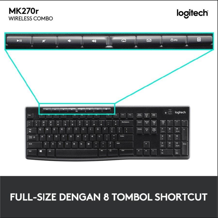 Logitech Combo Wireless Keyboard & Mouse MK270R - Image 4