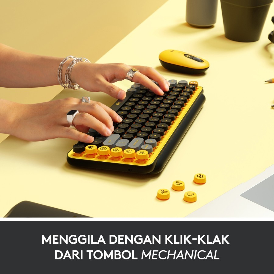 Logitech Wireless Bluetooth Keyboard Mechanical POP Keys Emoji - Image 2