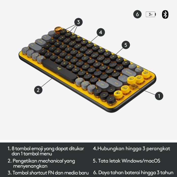 Logitech Wireless Bluetooth Keyboard Mechanical POP Keys Emoji - Image 3