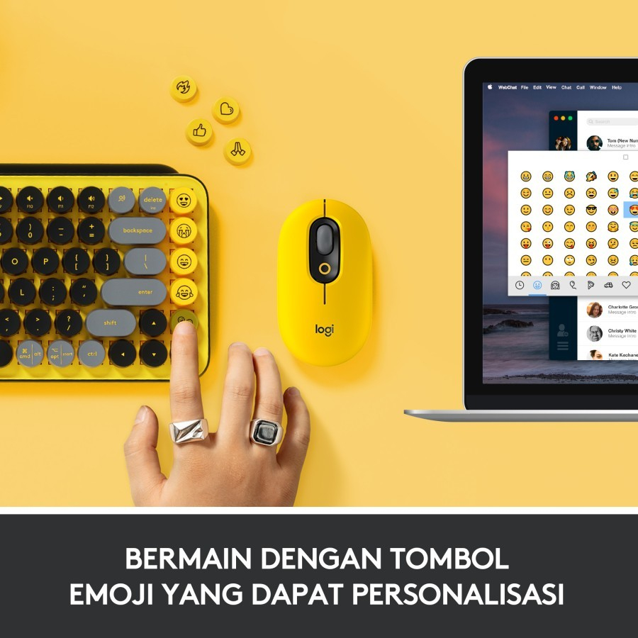 Logitech Wireless Bluetooth Keyboard Mechanical POP Keys Emoji - Image 6
