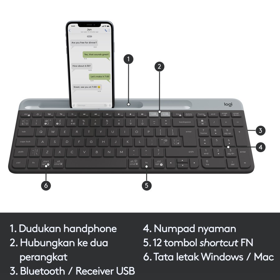 Logitech Wireless Bluetooth Keyboard K580 Slim Multi Device - Image 5