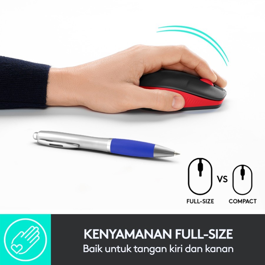 Logitech Wireless Optical Mouse Full Size M190 - Image 3