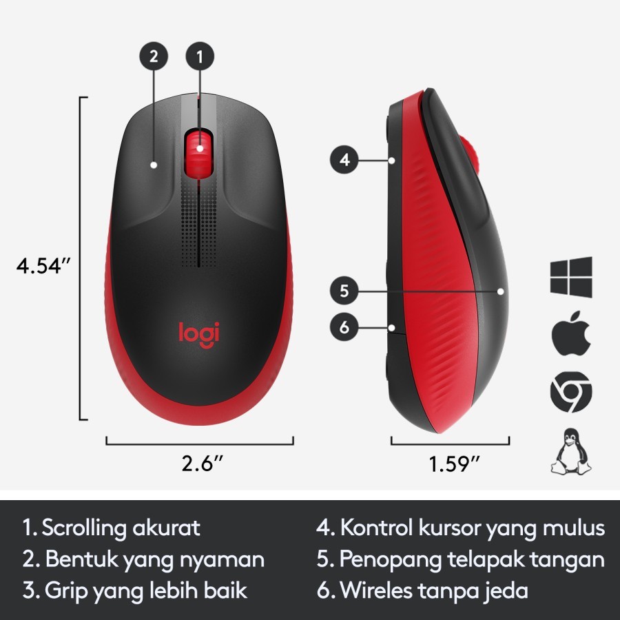 Logitech Wireless Optical Mouse Full Size M190 - Image 4
