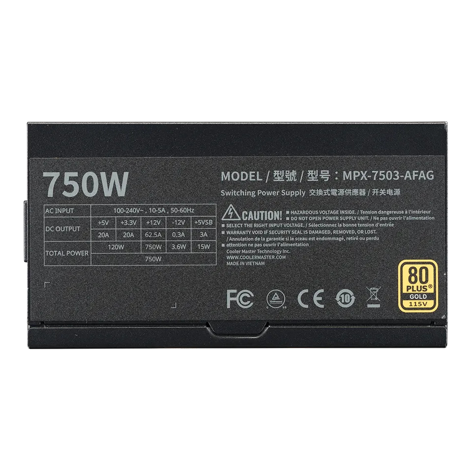 Cooler Master MWE Gold 750W V3 ATX 3.1 PSU - Power Supply 750 Watt 80+ Gold Full Modular - Image 4