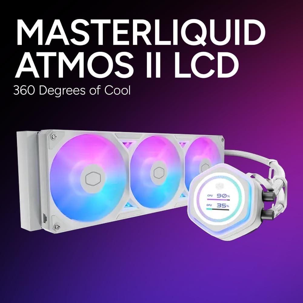 Cooler Master MasterLiquid ML360 Atmos II 360 ARGB - CPU AIO Liquid Cooler Fan 360mm with LCD Display - Image 3