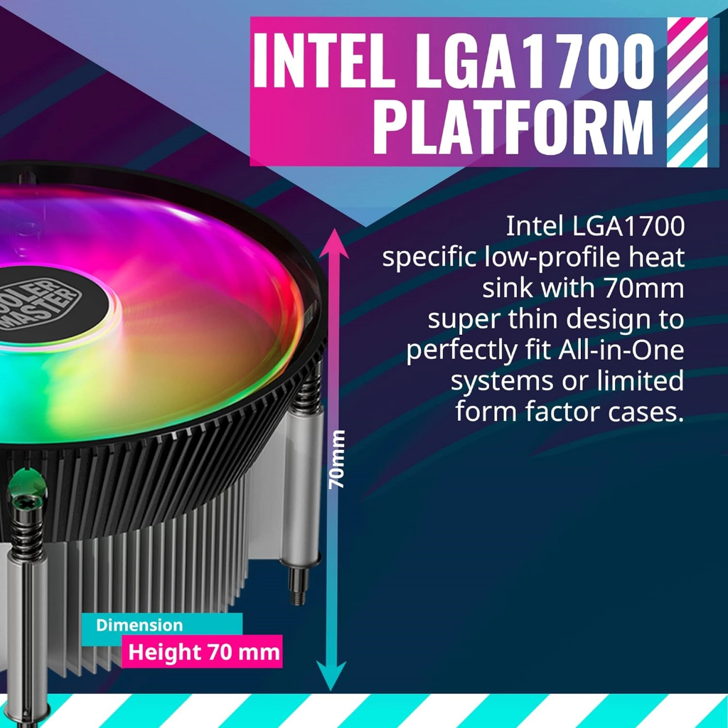 Cooler Master i70C ARGB CPU Cooler Fan Socket Intel LGA1700 - Image 3