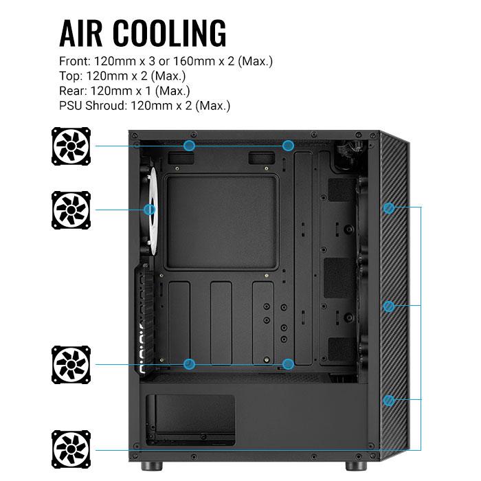 Aerocool Gaming CPU Case Hive V2 FRGB - Tempered Glass Casing - Image 4