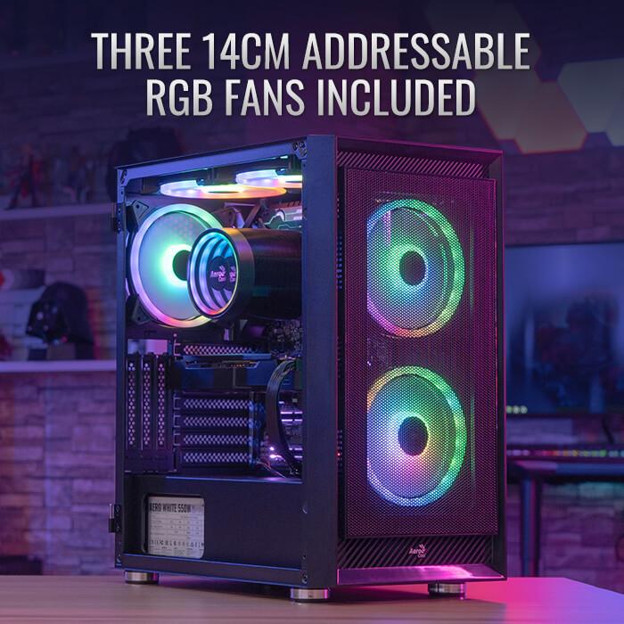 Aerocool Gaming CPU Case Graphite V3 ARGB - Tempered Glass Chassis - Image 2