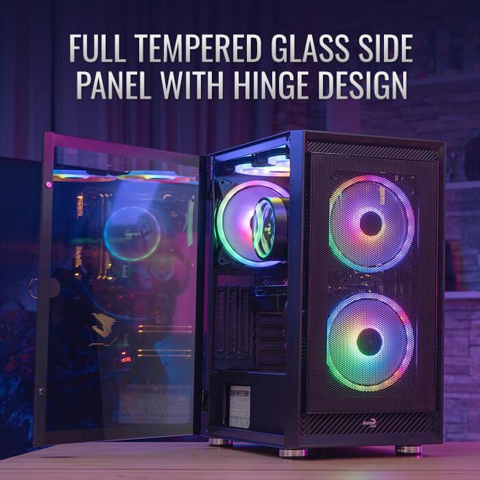 Aerocool Gaming CPU Case Graphite V3 ARGB - Tempered Glass Chassis - Image 4