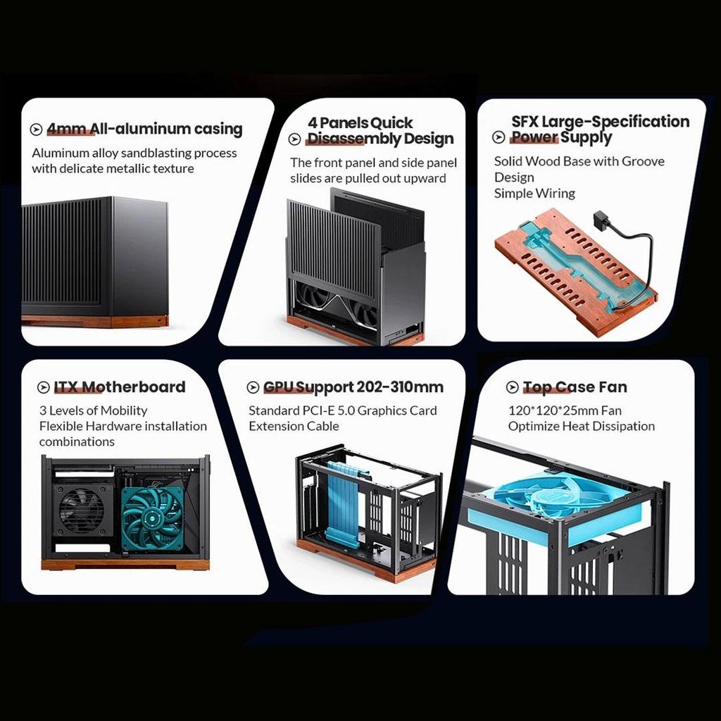 Jonsbo T9 Wood Black Case  - ITX Casing - Image 3