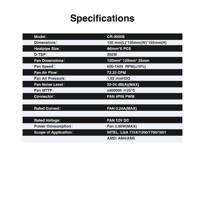 Jonsbo CR-3000E Standard Dual Tower - CPU Air Cooler Fan Intel & AMD - Image 8
