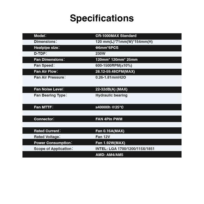 Jonsbo CR-1000 Max Standard - CPU Air Cooler Fan Intel & AMD - Image 8