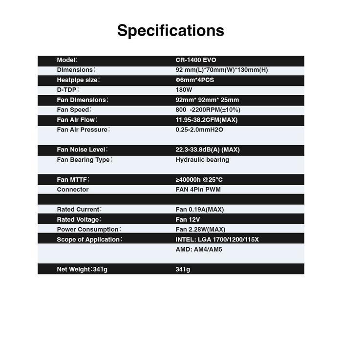 Jonsbo CR-1400 Evo ARGB - CPU Air Cooler Fan Intel & AMD - Image 8