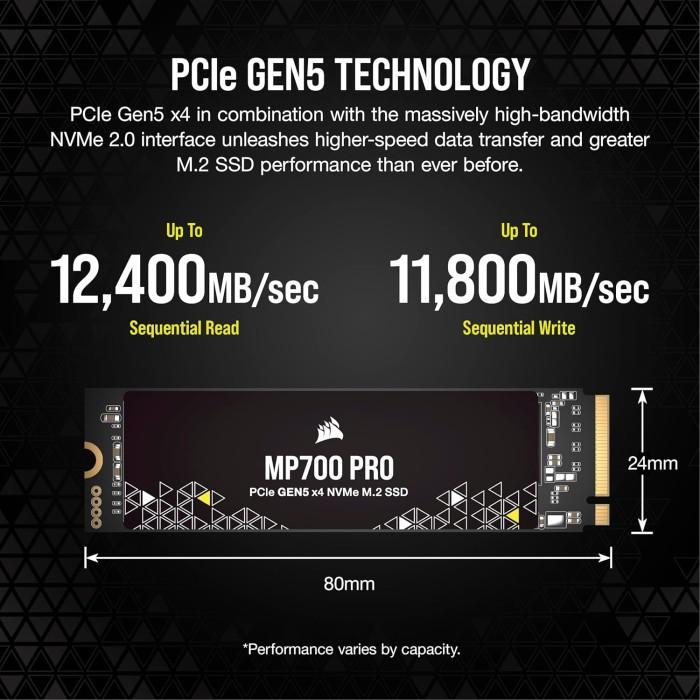 Corsair SSD MP700 PRO M.2 Pcie Gen5 Nvme 2TB - 2 TB - Image 3