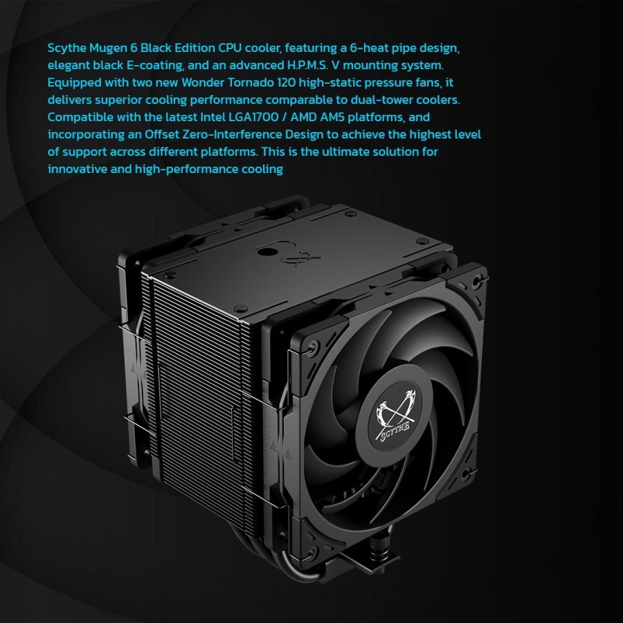 SCYTHE Mugen 6 DBE Dual Fan - Single Tower CPU Cooler Fan - Image 2