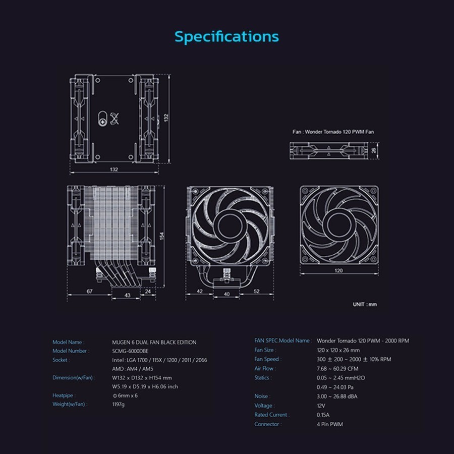 SCYTHE Mugen 6 DBE Dual Fan - Single Tower CPU Cooler Fan - Image 5