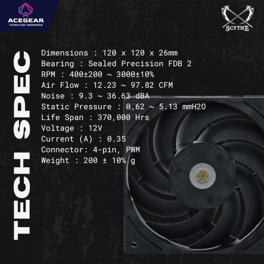 SCYTHE Grand Tornado 120 PWM Cooler - Fan Radiator 12cm - Image 4