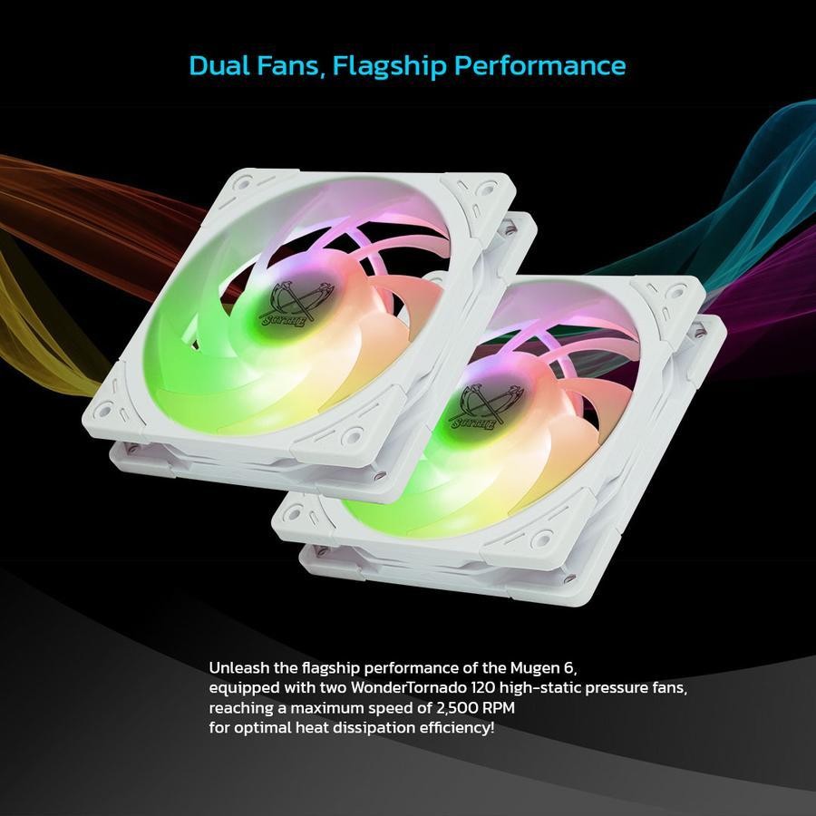 SCYTHE Mugen 6 DWR Dual Fan White ARGB - CPU Air Cooler Single Tower Intel & AMD - Image 4