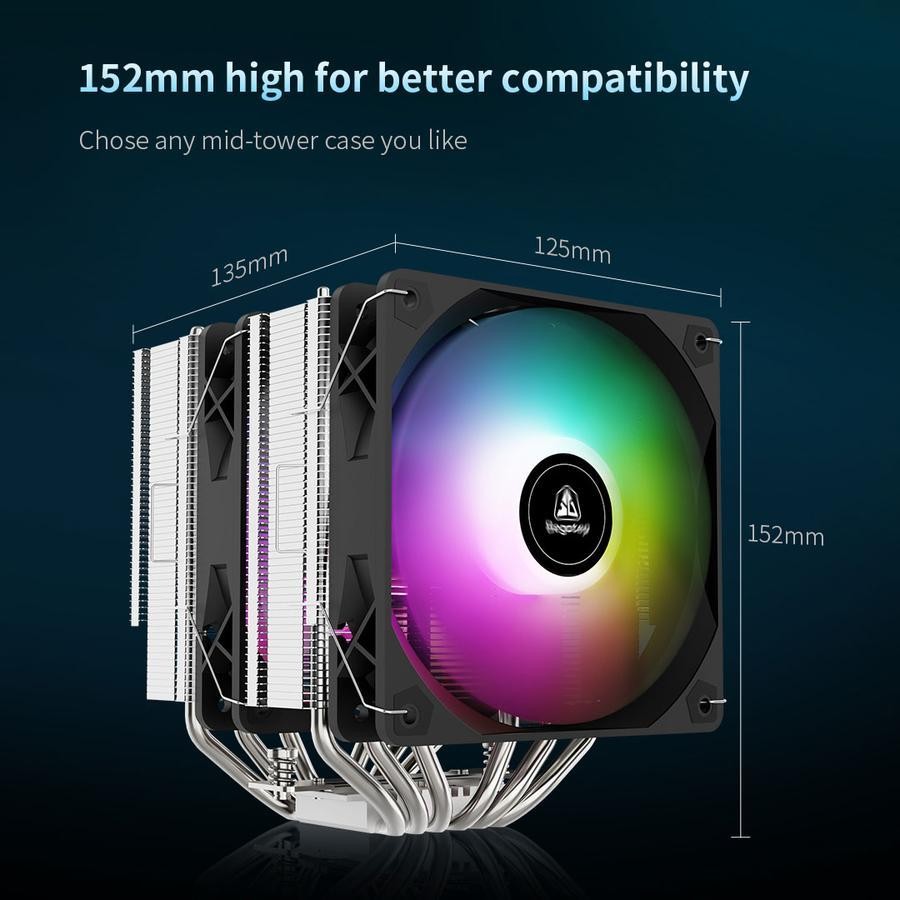 Segotep FZ6 PRO ARGB Dual Tower - CPU Cooler Fan Intel & AMD - Image 4