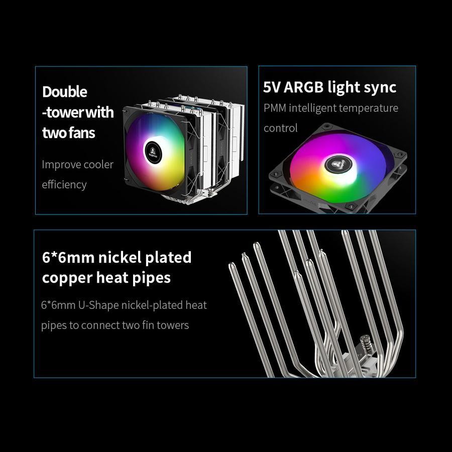 Segotep FZ6 PRO ARGB Dual Tower - CPU Cooler Fan Intel & AMD - Image 6