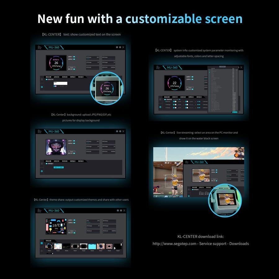 Segotep MU-360 ARGB - CPU AIO Liquid Cooler Fan 360mm with LCD IPS Display - Image 7