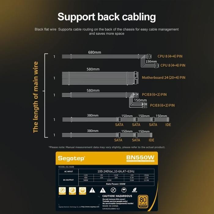 Segotep BN550W 550W PSU - Power Supply 550 Watt 80+ Bronze - Image 6