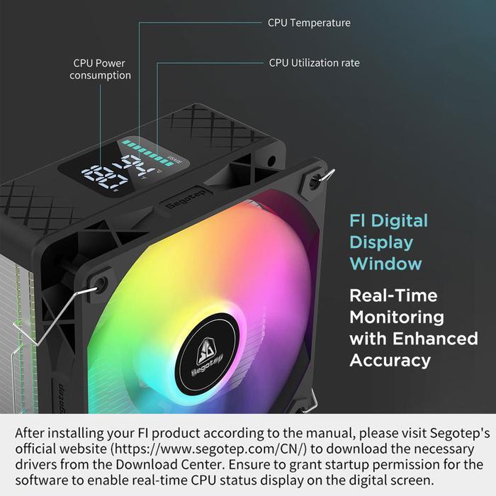 Segotep FI4 ARGB Digital Single Tower - CPU Cooler Fan Intel & AMD - Image 3
