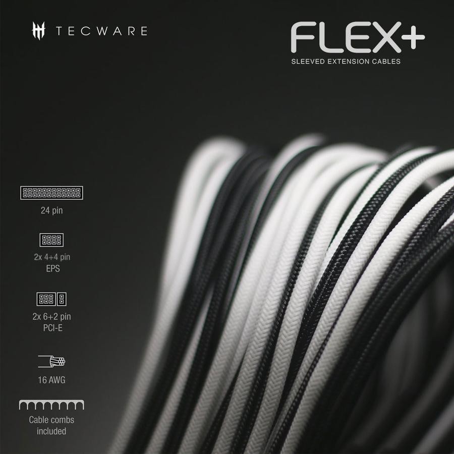 Tecware Flex+ Plus  Sleeved Extension PSU Cable - Power Supply Cable Set - Image 2