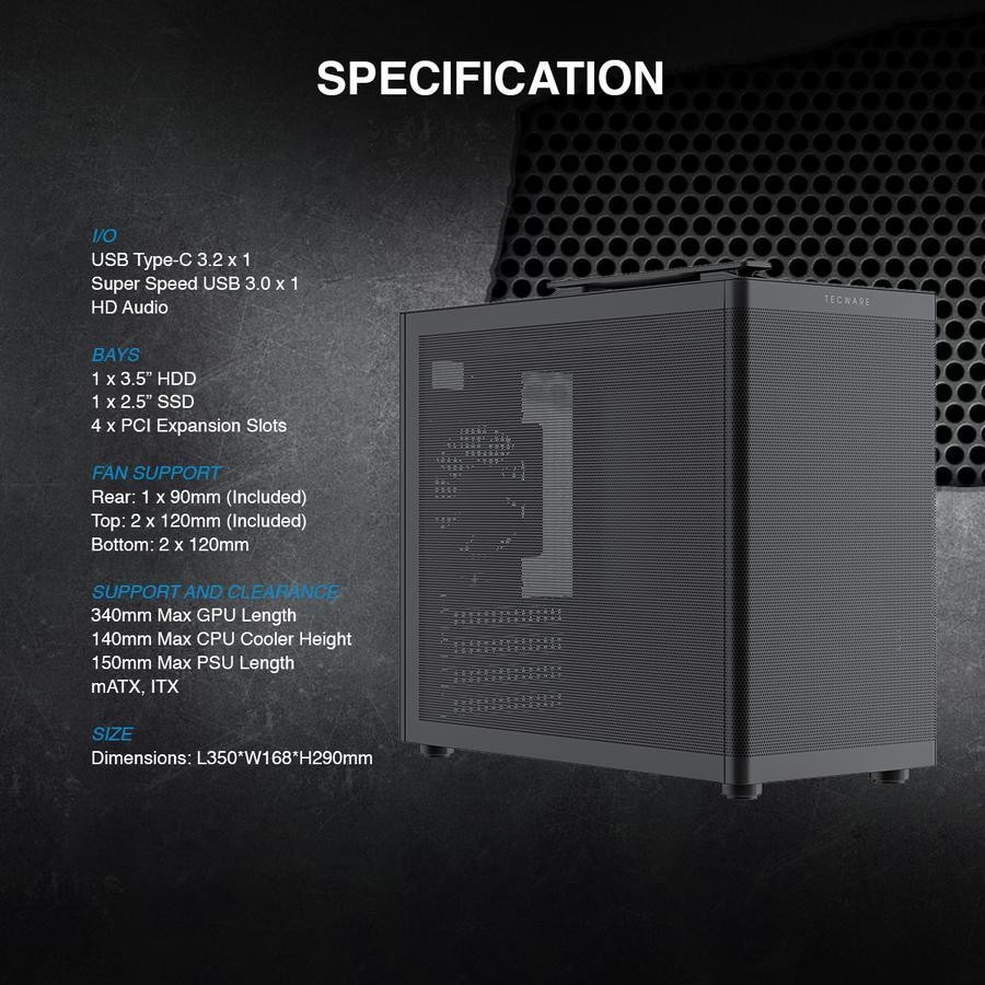Tecware Fusion 3 Case  - Full Micro Mesh Casing - Image 5
