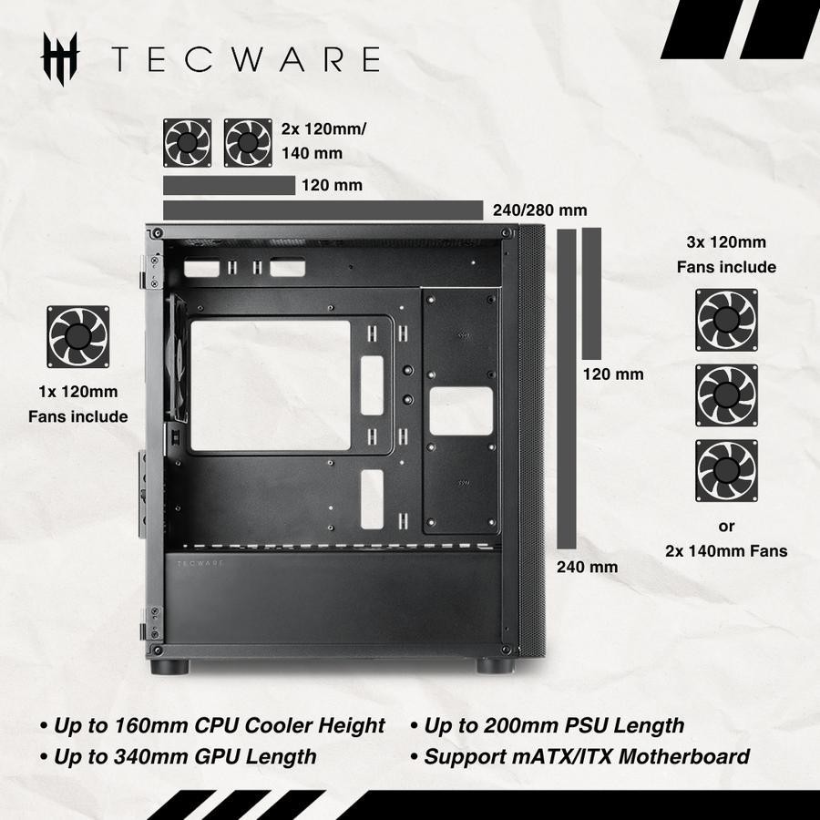 Tecware Flatline TG MK2 Case  - Tempered Glass Casing - Image 3