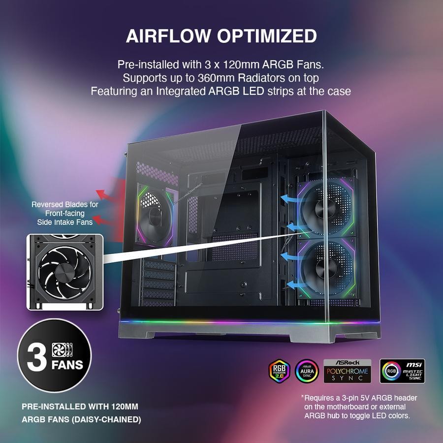 Tecware VXN GLOW M ARGB Case  - Tempered Glass Casing - Image 3