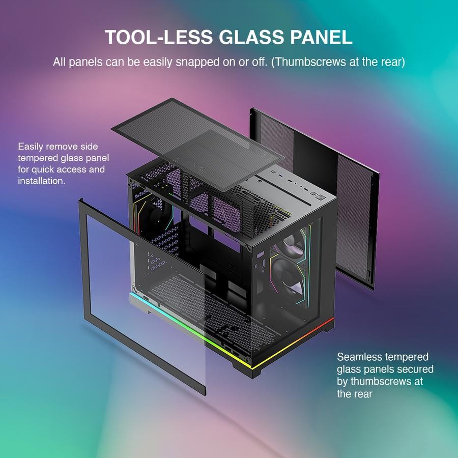 Tecware VXN GLOW M ARGB Case  - Tempered Glass Casing - Image 4